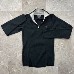 Polo Jeans Company Mock Neck Sweater Womens Large 1/4‎ Zip Ralph Lauren Black
